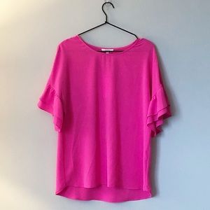 NWT Pleione Ruffle Sleeve Blouse Hot Pink Size S